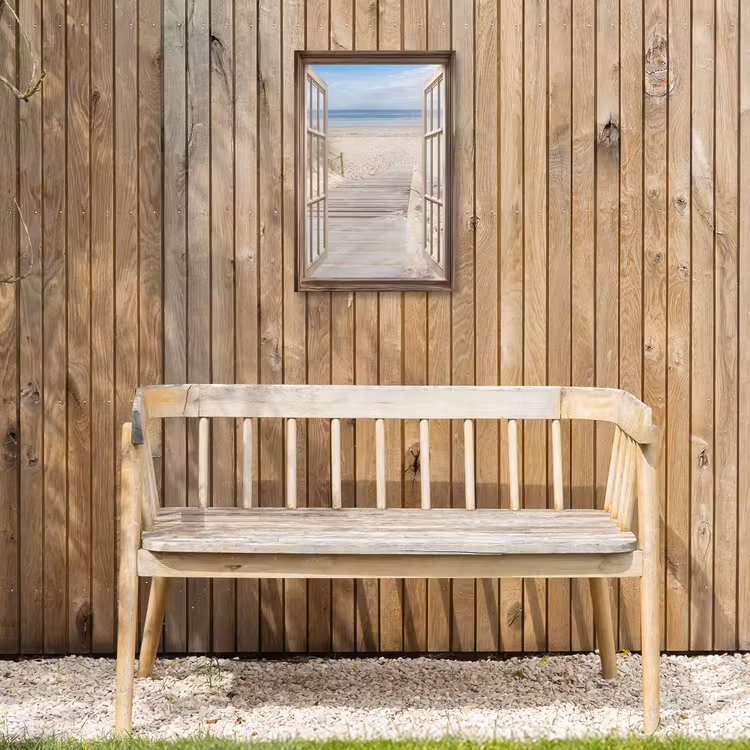 Doorkijk - Strand - Duinen - Pad - Landschap Tuinposter op houten frame 2 cm dik klein -sfeer4