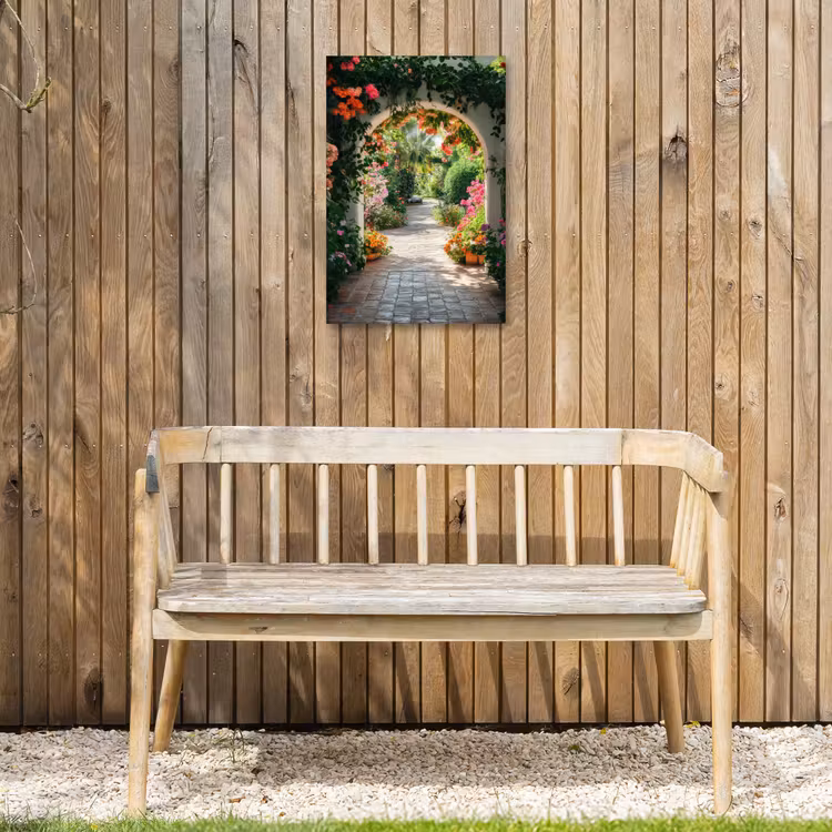 Doorkijk - Bloemen - Natuur - Bloementuin Tuinposter op houten frame 2 cm dik klein -sfeer4