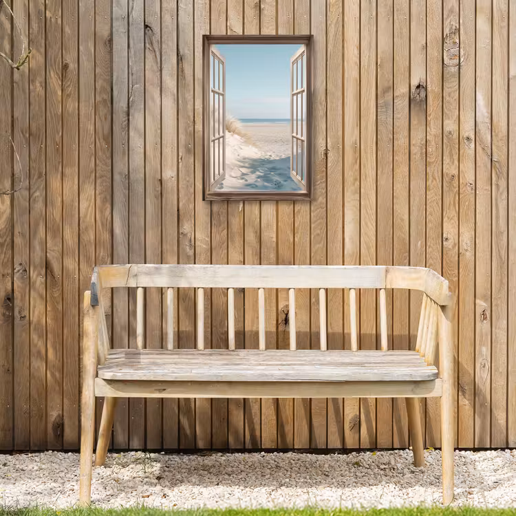 Doorkijk - Helmgras - Duinen - Zee - Landschap Tuinposter op houten frame 2 cm dik klein -sfeer4