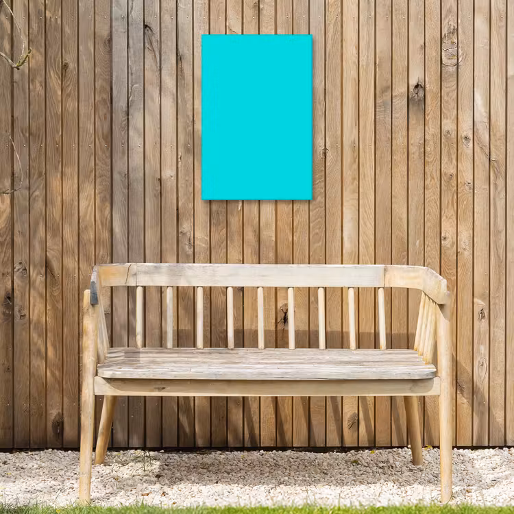 Vivid - Aquamarine - Turkoois Tuinposter op houten frame 2 cm dik klein 841 -sfeer4