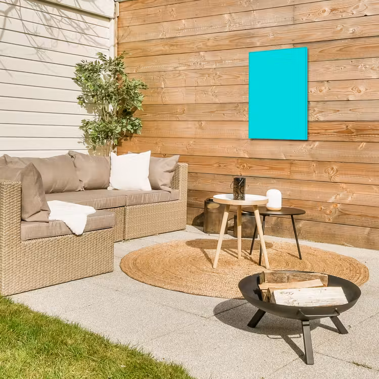 Vivid - Aquamarine - Turkoois Tuinposter op houten frame 2 cm dik klein 841 -sfeer2