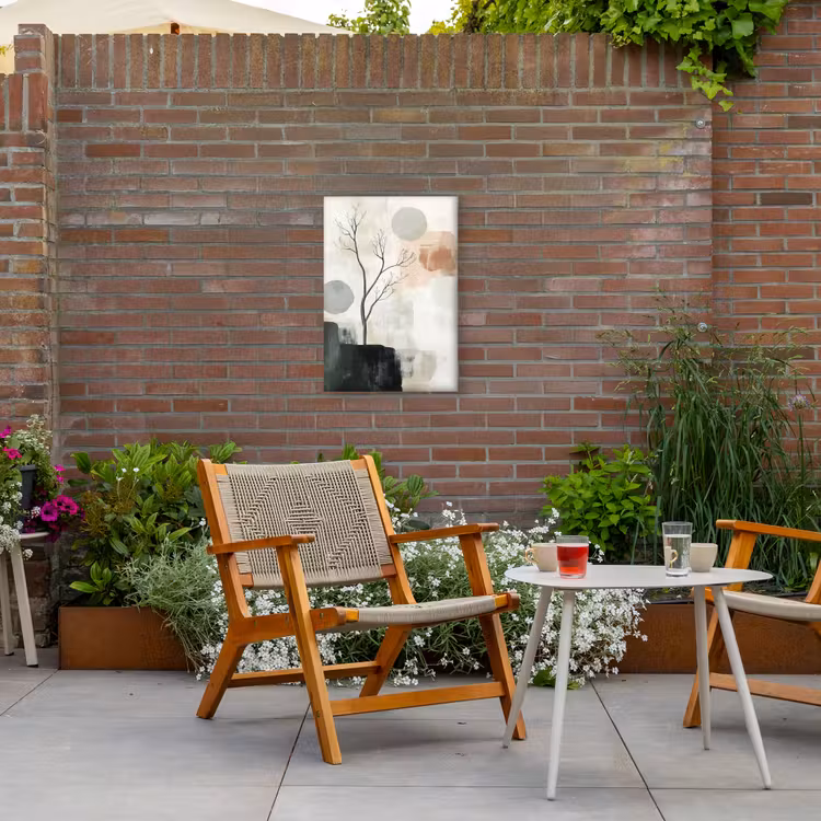 Wabi sabi - Beige - Plant Tuinposter op houten frame 2 cm dik klein -sfeer3