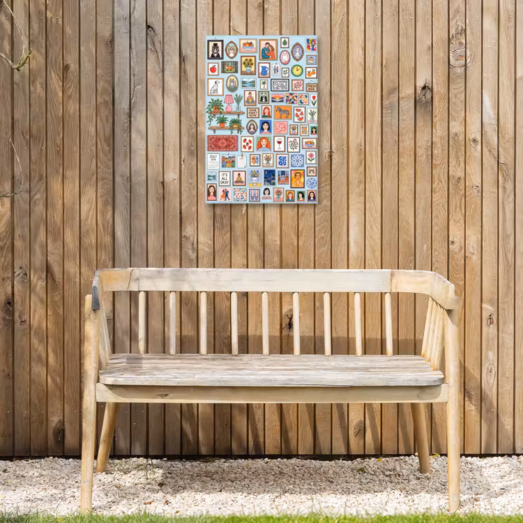 Wanddecoratie - Collectie - Huis - Illustratief - Kleurrijk Tuinposter op houten frame 2 cm dik klein -sfeer4