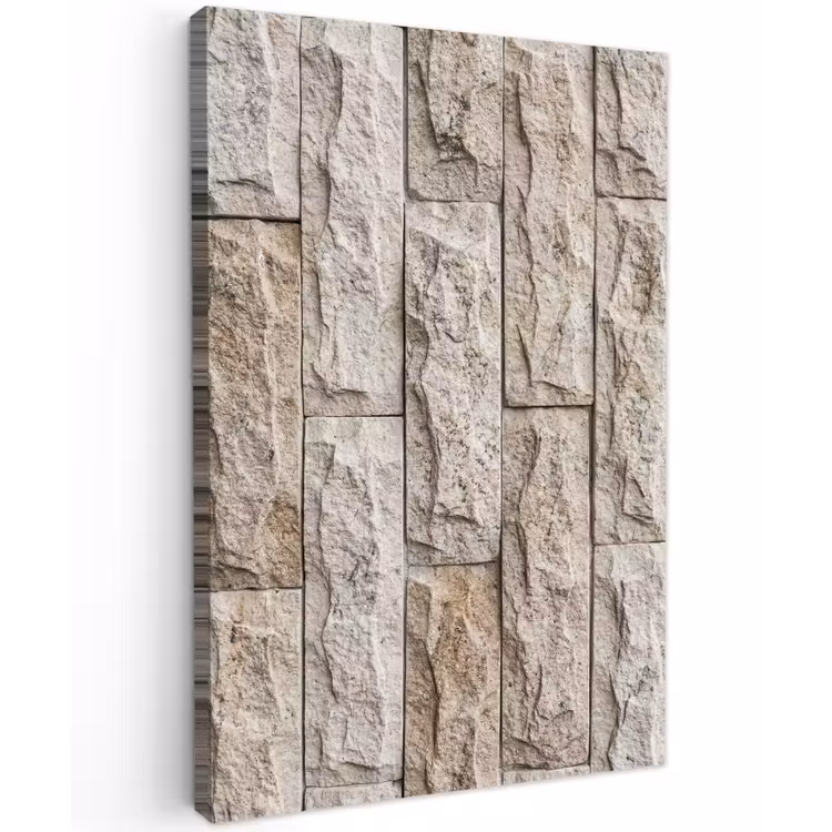 Muur - Steen - Ruw - Beige - Textuur Tuinposter op houten frame 2 cm dik klein -3d