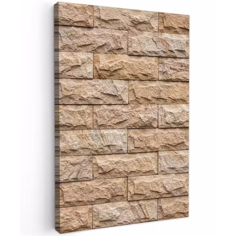 Muur - Steen - Ruw - Textuur - Beige Tuinposter op houten frame 2 cm dik klein -3d