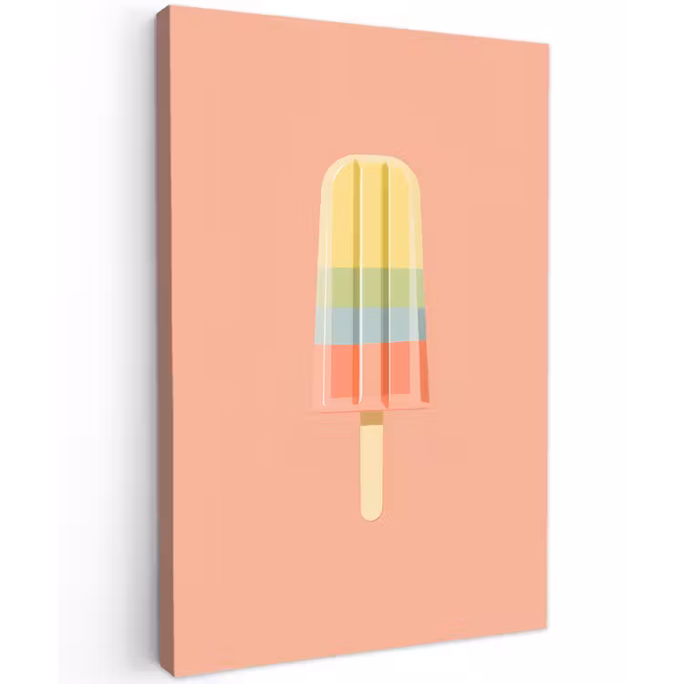 Waterijsje - Pasteltinten - Minimalistisch Tuinposter op houten frame 2 cm dik klein -3d