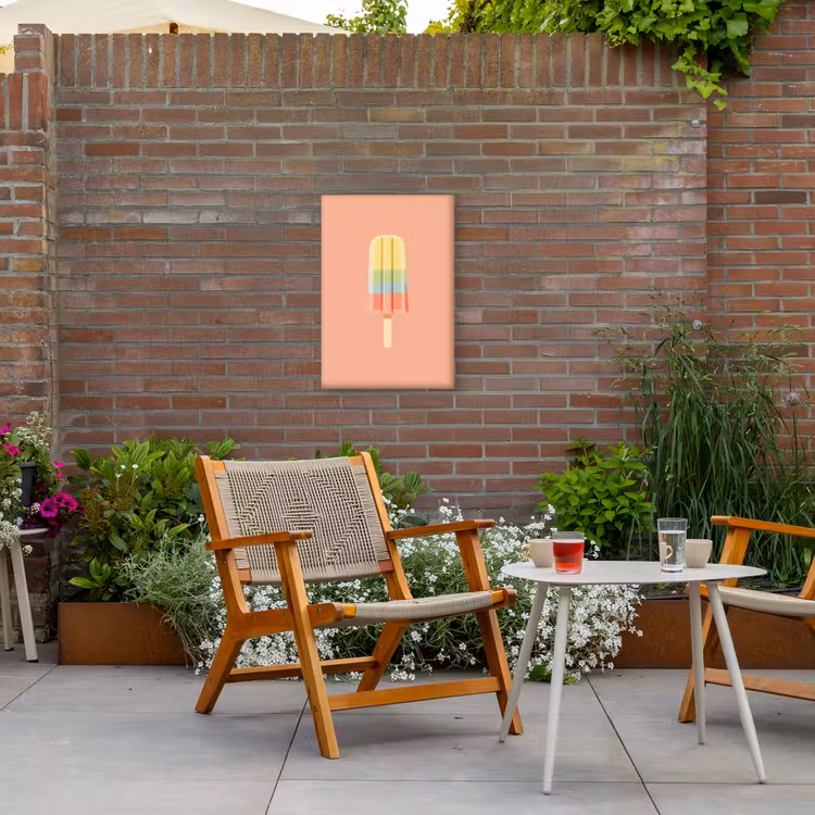 Waterijsje - Pasteltinten - Minimalistisch Tuinposter op houten frame 2 cm dik klein -sfeer3