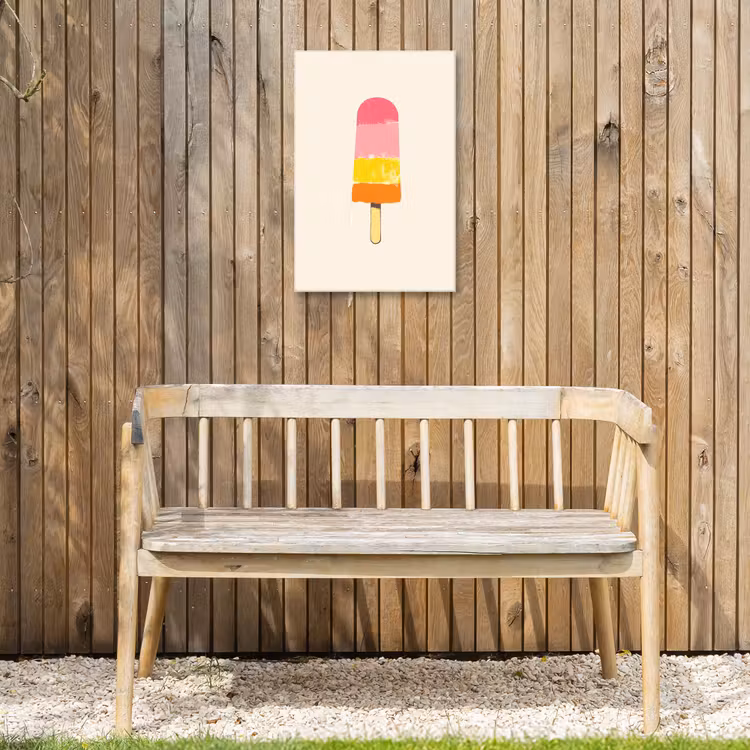 Waterijsje - Retro - Stokje - Roze Tuinposter op houten frame 2 cm dik klein -sfeer4