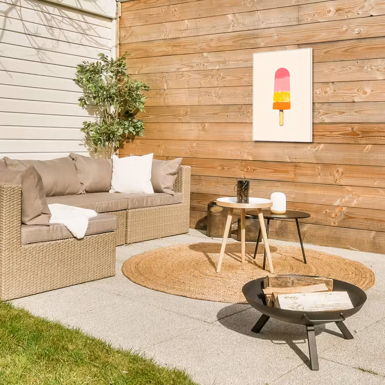 Waterijsje - Retro - Stokje - Roze Tuinposter op houten frame 2 cm dik klein -sfeer2