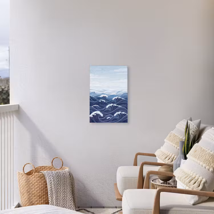 Water - Mozaïek - Landschap - Modern - Blauw Tuinposter op houten frame 2 cm dik klein -sfeer1
