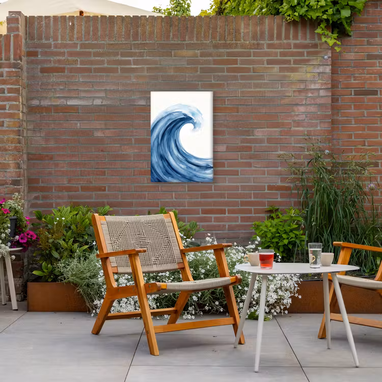 Water - Beweging - Natuur - Modern - Blauw Tuinposter op houten frame 2 cm dik klein -sfeer3