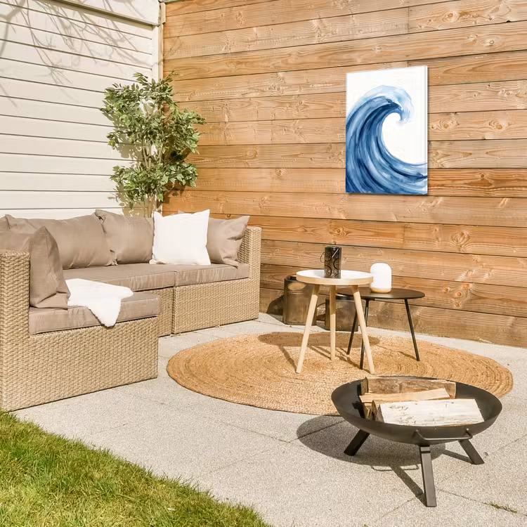 Water - Beweging - Natuur - Modern - Blauw Tuinposter op houten frame 2 cm dik klein -sfeer2