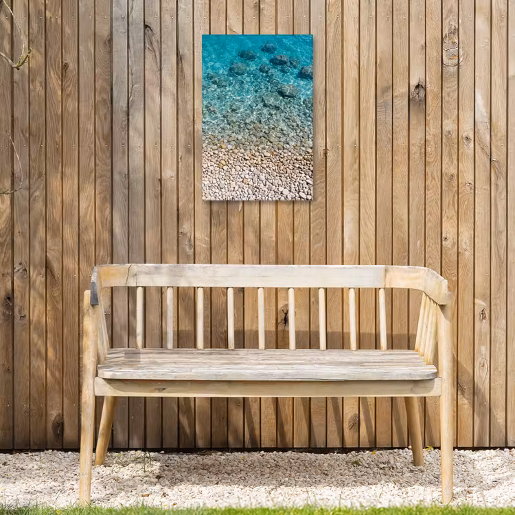 Water - Kiezels - Natuur - Levendig - Turkoois Tuinposter op houten frame 2 cm dik klein -sfeer4