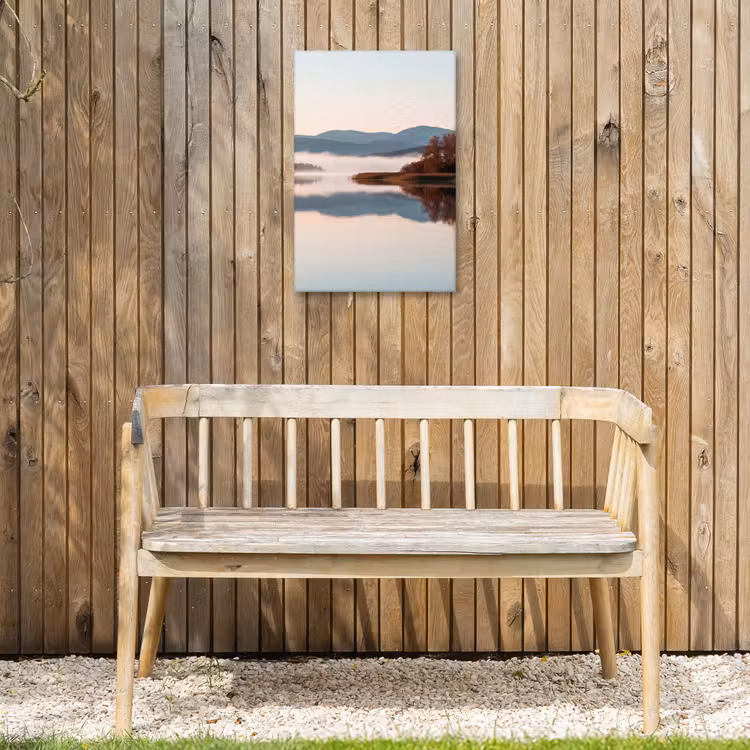Water - Bomen - Mistlaag Tuinposter op houten frame 2 cm dik klein -sfeer4