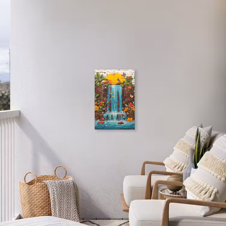 Waterval in Straatkunst Tuinposter op houten frame 2 cm dik klein -sfeer1