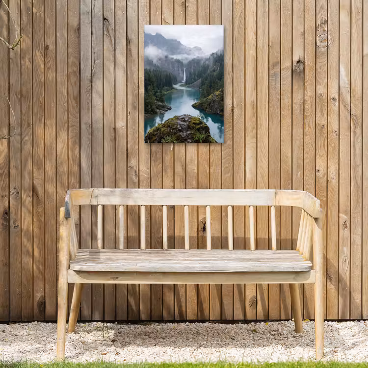 Waterval - Bomen - Bergen Tuinposter op houten frame 2 cm dik klein -sfeer4