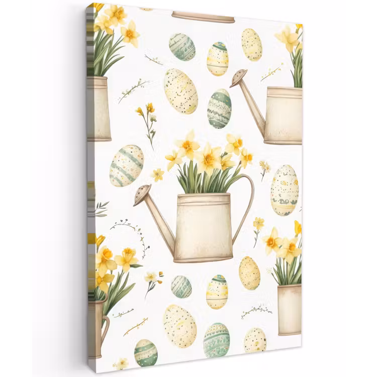Gieter - Bloemen - Eieren Tuinposter op houten frame 2 cm dik klein -3d