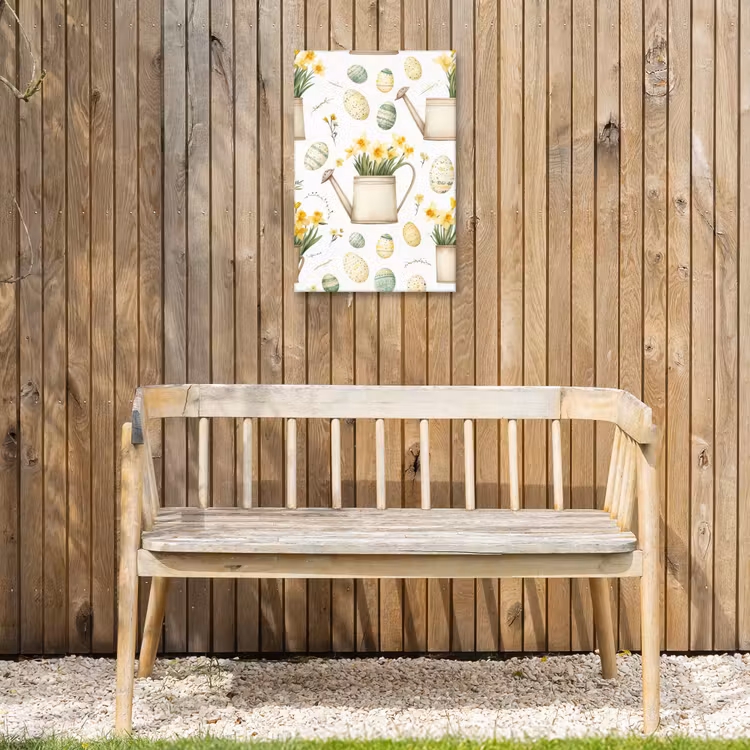 Gieter - Bloemen - Eieren Tuinposter op houten frame 2 cm dik klein -sfeer4