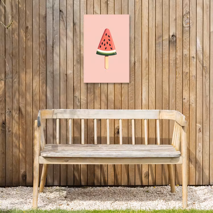 Watermeloen - Ijsje - Pitjes - Rood Tuinposter op houten frame 2 cm dik klein -sfeer4