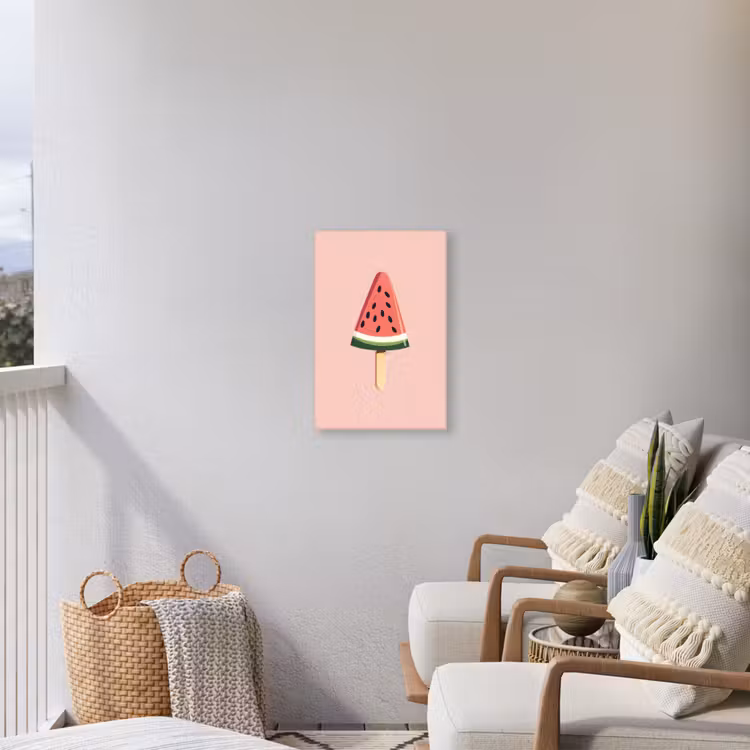 Watermeloen - Ijsje - Pitjes - Rood Tuinposter op houten frame 2 cm dik klein -sfeer1