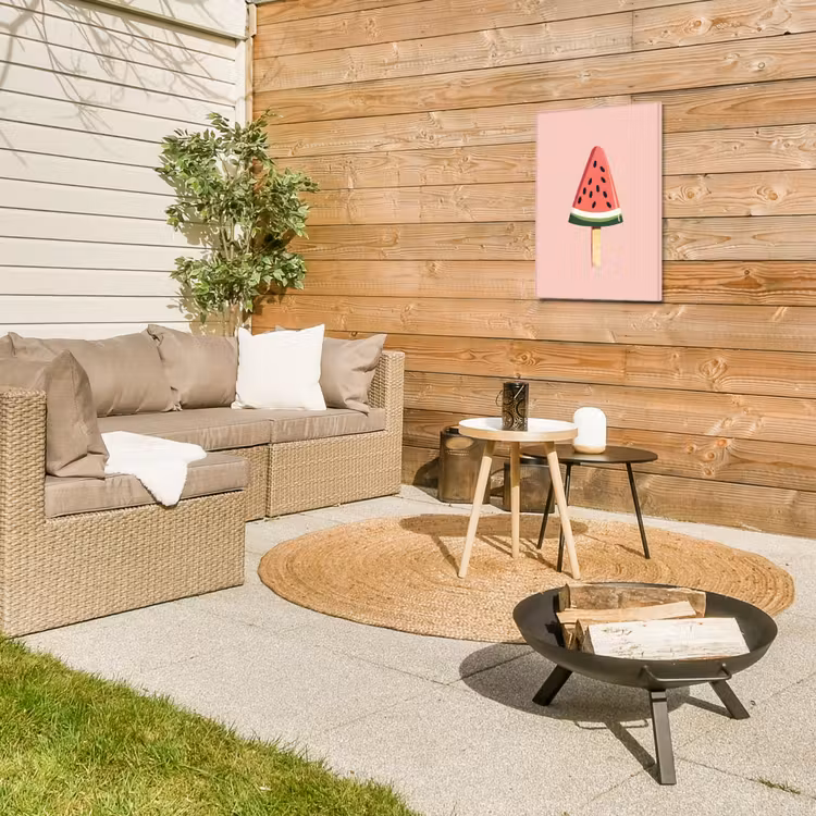 Watermeloen - Ijsje - Pitjes - Rood Tuinposter op houten frame 2 cm dik klein -sfeer2