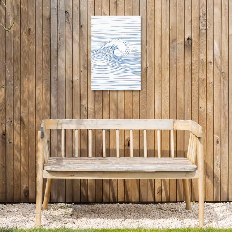 Golf - Brekende - Natuur - Minimalistisch - Blauw Tuinposter op houten frame 2 cm dik klein -sfeer4