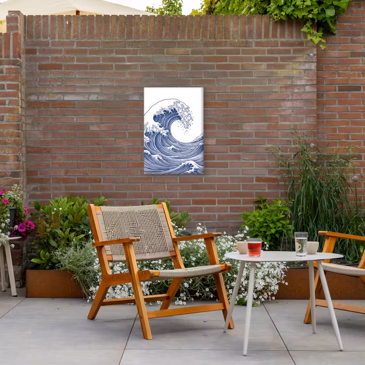 Golf - Japans - Zee - Illustratie - Blauw Tuinposter op houten frame 2 cm dik klein -sfeer3
