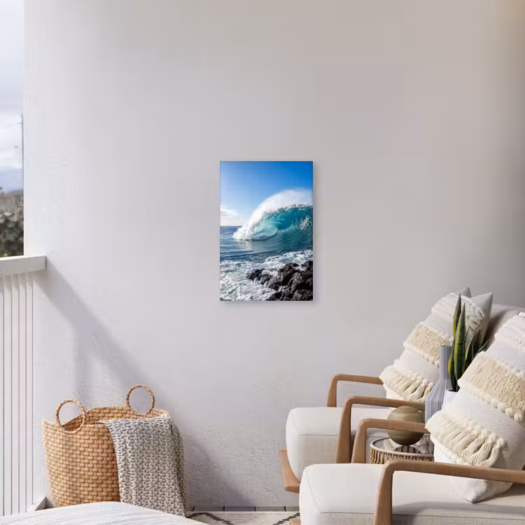 Golf - Oceaan - Brekend - Water - Blauw Tuinposter op houten frame 2 cm dik klein -sfeer1