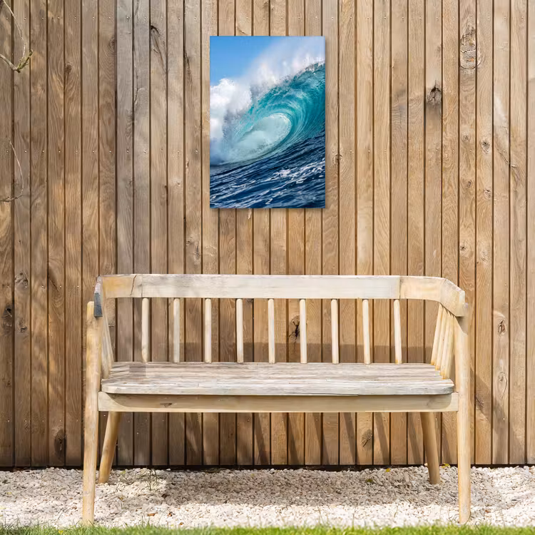 Golf - Oceaan - Water - Dynamisch - Blauw Tuinposter op houten frame 2 cm dik klein -sfeer4