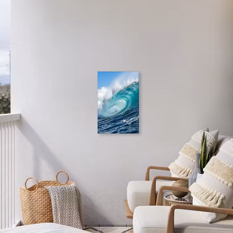 Golf - Oceaan - Water - Dynamisch - Blauw Tuinposter op houten frame 2 cm dik klein -sfeer1