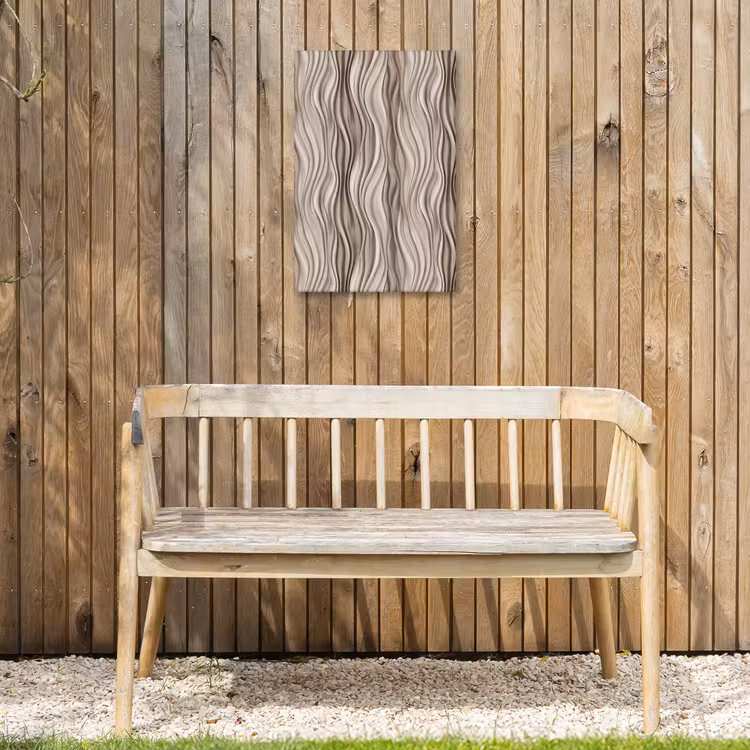 Golven - 3D - Crème Tuinposter op houten frame 2 cm dik klein 841 -sfeer4
