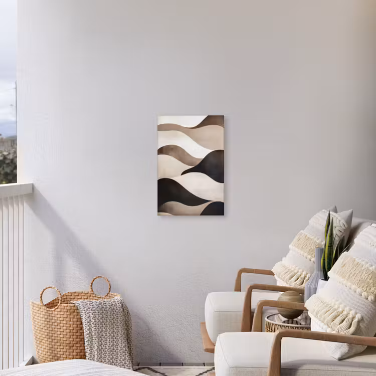 Golven - Abstract - Beige Tuinposter op houten frame 2 cm dik klein -sfeer1