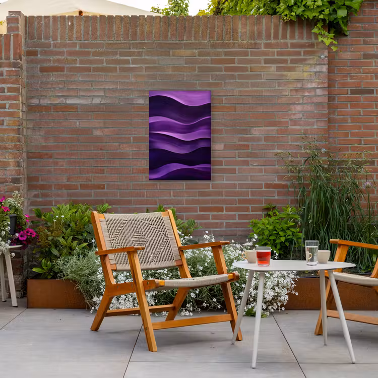 Golven - Abstract - Paars Tuinposter op houten frame 2 cm dik klein -sfeer3