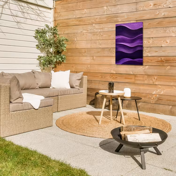 Golven - Abstract - Paars Tuinposter op houten frame 2 cm dik klein -sfeer2