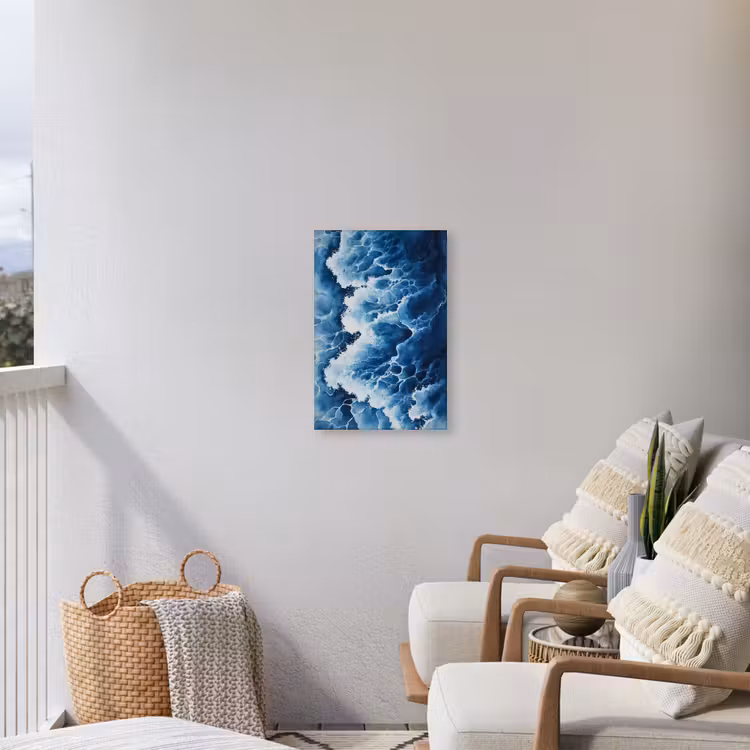 Golven - Blauw - Schuim Tuinposter op houten frame 2 cm dik klein -sfeer1