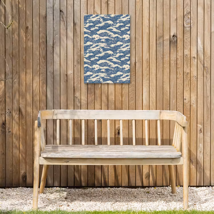 Golven - Klassiek - Blauw Tuinposter op houten frame 2 cm dik klein 841 -sfeer4