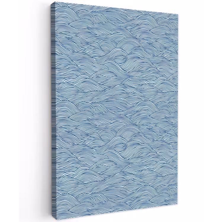 Golven - Ritmisch - Blauw Tuinposter op houten frame 2 cm dik klein 841 -3d