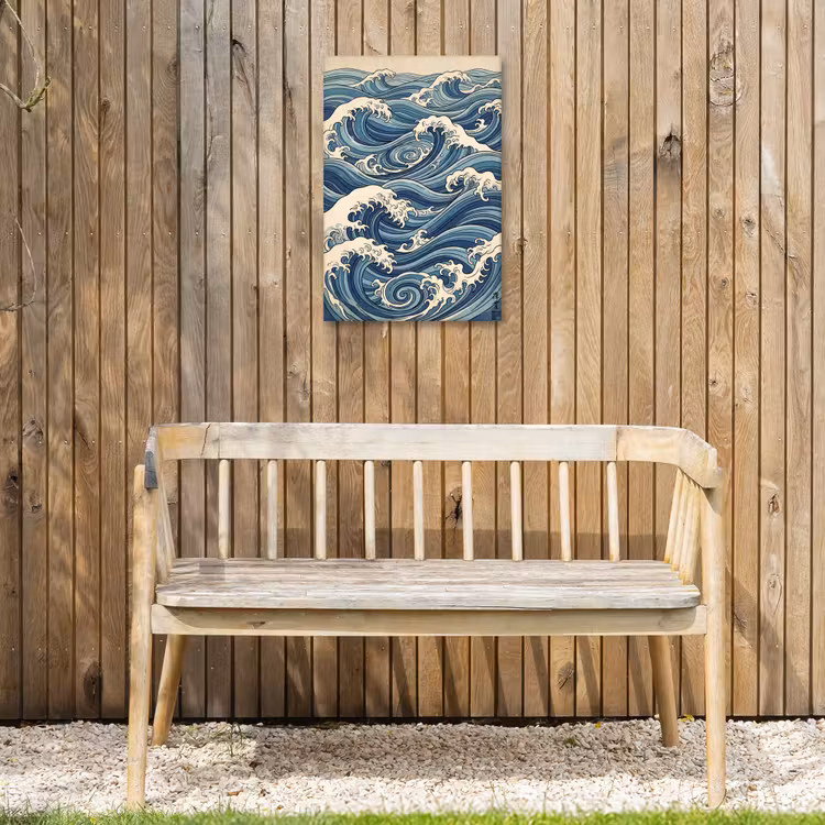 Golven - Zee - Natuur - Abstract - Blauw Tuinposter op houten frame 2 cm dik klein -sfeer4
