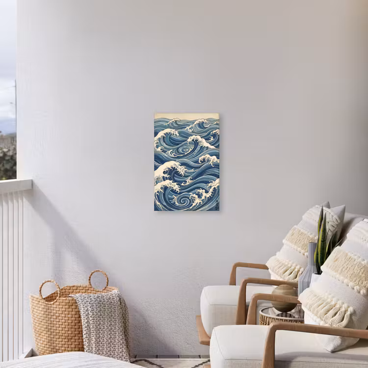Golven - Zee - Natuur - Abstract - Blauw Tuinposter op houten frame 2 cm dik klein -sfeer1