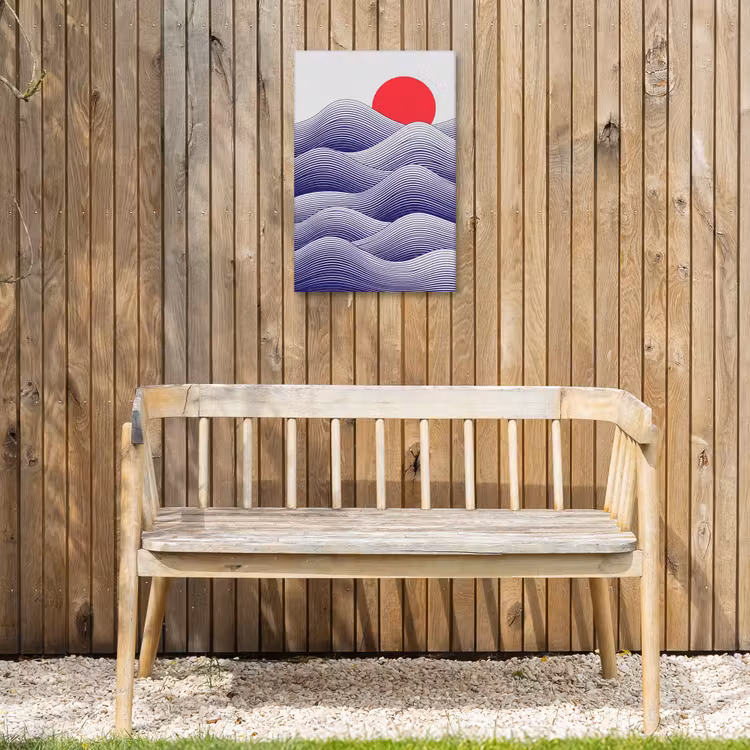 Golven - Zon - Natuur - Abstract - Rood Tuinposter op houten frame 2 cm dik klein -sfeer4