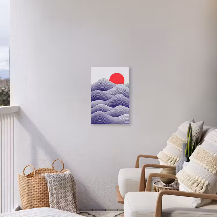 Golven - Zon - Natuur - Abstract - Rood Tuinposter op houten frame 2 cm dik klein -sfeer1