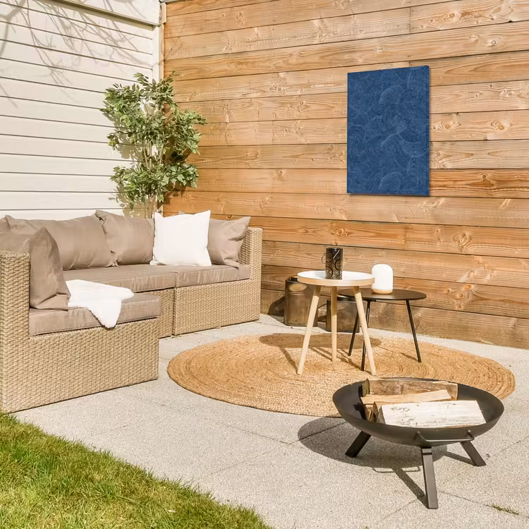 Golven - Textuur - Patroon - Blauw Tuinposter op houten frame 2 cm dik klein 841 -sfeer2