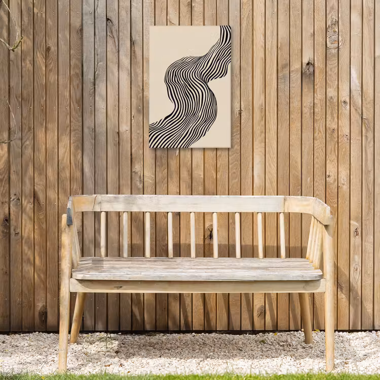Golvend - Lijnen - Abstract - Silhouet Tuinposter op houten frame 2 cm dik klein -sfeer4