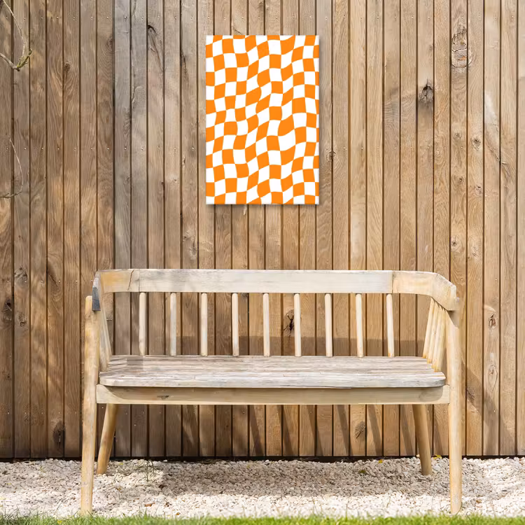 Golvend - Patroon - Oranje Tuinposter op houten frame 2 cm dik klein 841 -sfeer4