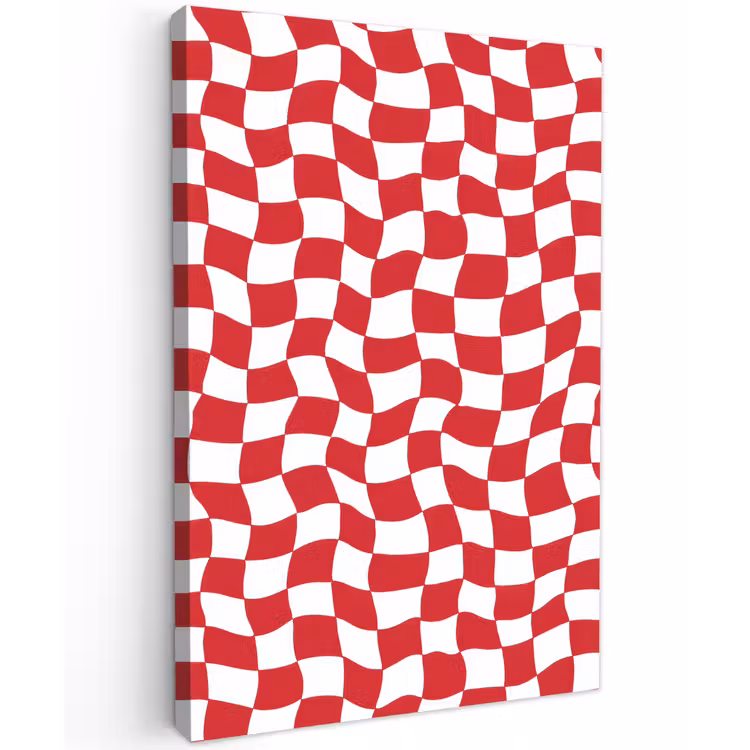 Golvend - Patroon - Rood Tuinposter op houten frame 2 cm dik klein 841 -3d