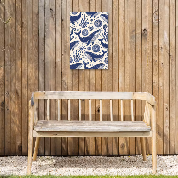 Walvis - Onderwater - Dieren - Abstract - Blauw Tuinposter op houten frame 2 cm dik klein -sfeer4