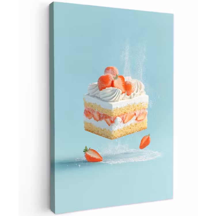 Slagroom - Taart - Blauw - Eten Tuinposter op houten frame 2 cm dik klein -3d