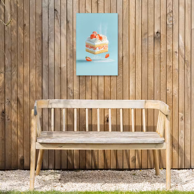 Slagroom - Taart - Blauw - Eten Tuinposter op houten frame 2 cm dik klein -sfeer4