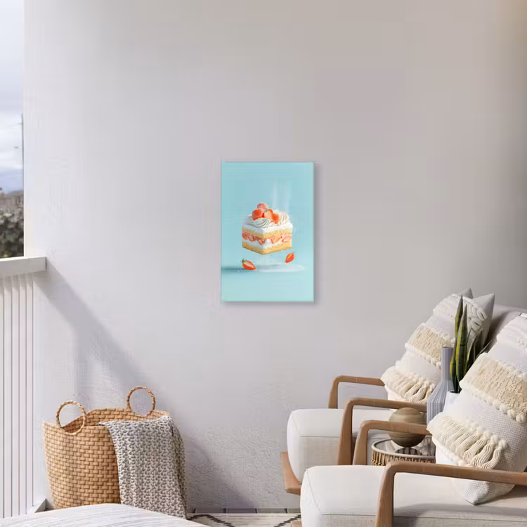 Slagroom - Taart - Blauw - Eten Tuinposter op houten frame 2 cm dik klein -sfeer1