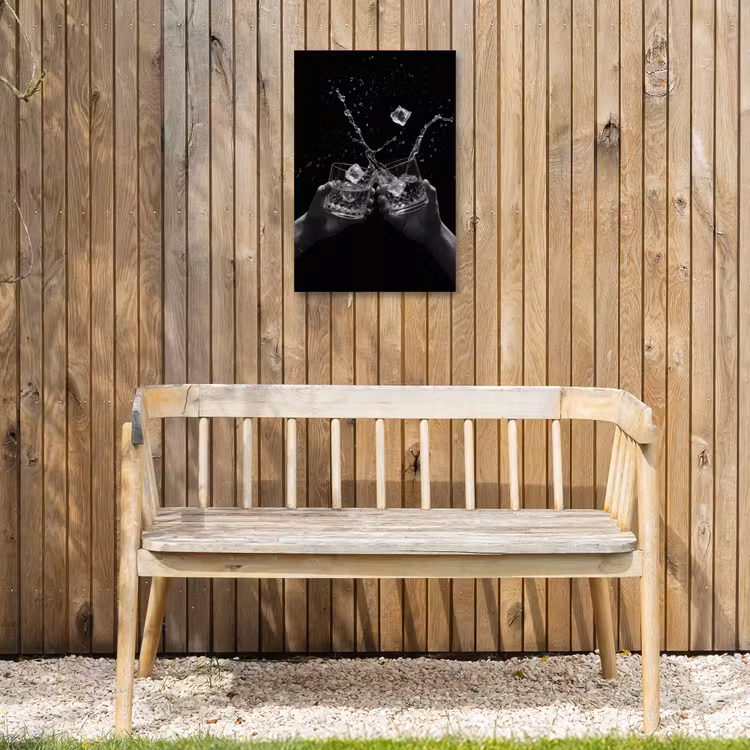 Whickyglazen - Ijs - Spetters - Zwart Tuinposter op houten frame 2 cm dik klein -sfeer4
